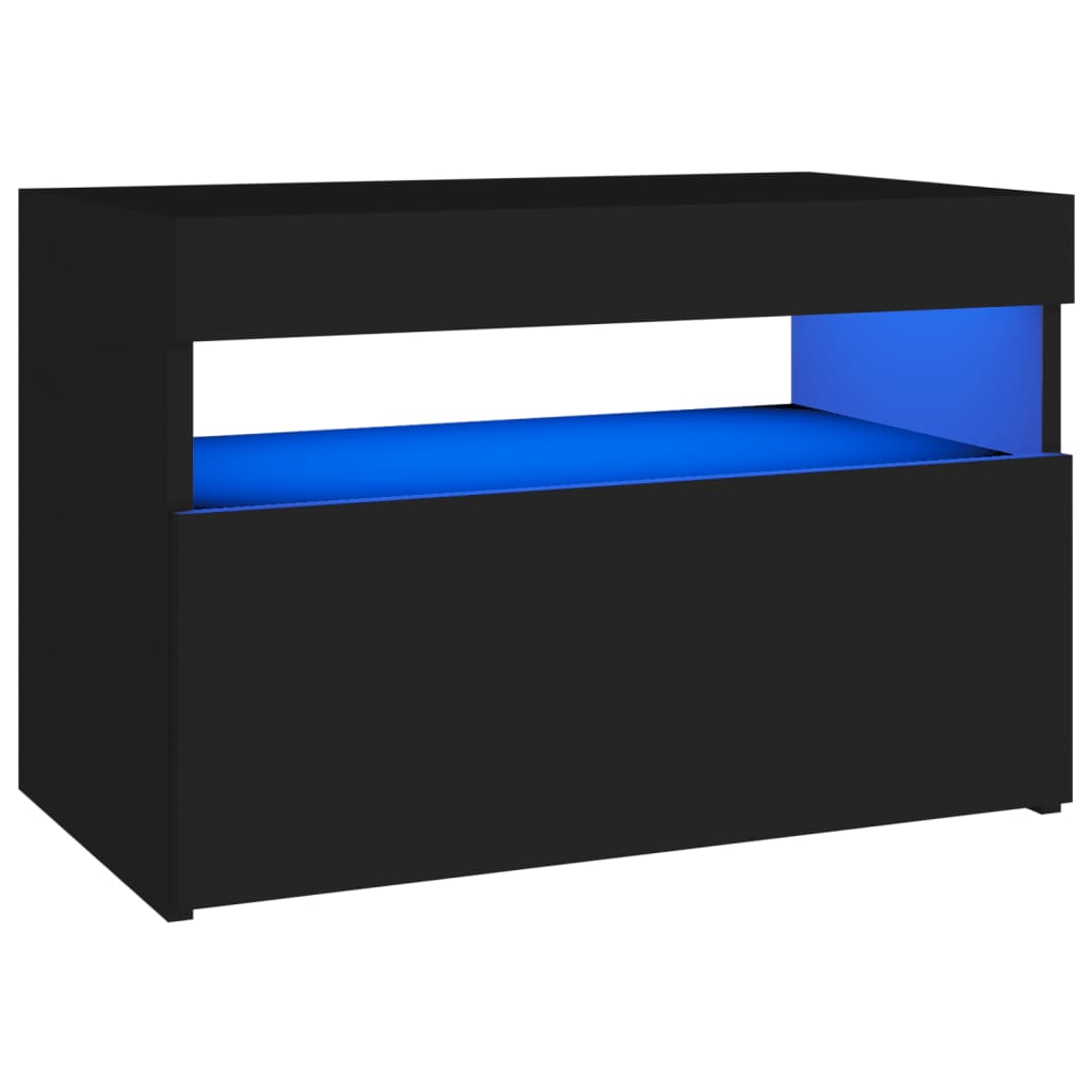 Móveis de TV com luzes LED 2 pcs 60x35x40 cm preto