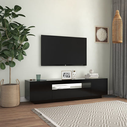 Móvel de TV Giancarlo com Luzes LED de 160cm - Preto - Design Moderno