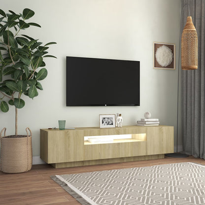 Móvel de TV Giancarlo com Luzes LED de 160cm - Carvalho - Design Moderno