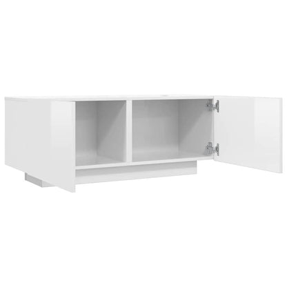 Móvel de TV 100x35x40 cm contraplacado branco brilhante