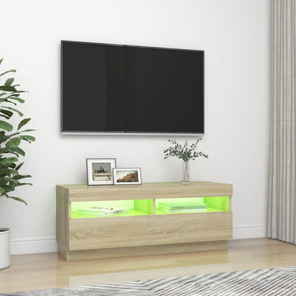 Móvel de TV com luzes LED 100x35x40 cm carvalho sonoma