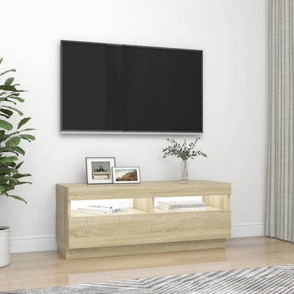 Móvel de TV com luzes LED 100x35x40 cm carvalho sonoma