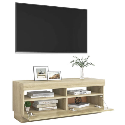 Móvel de TV com luzes LED 100x35x40 cm carvalho sonoma