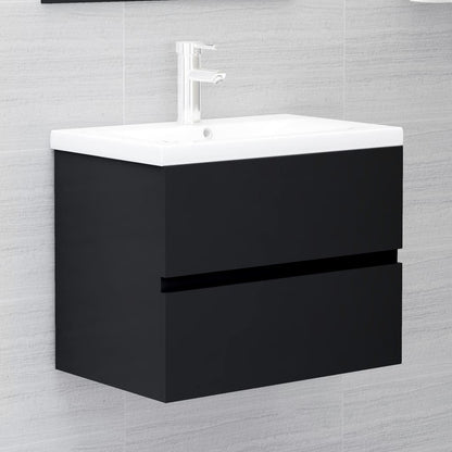 Armário de Parede para Lavatório de 60 cm - Preto - Design Moderno