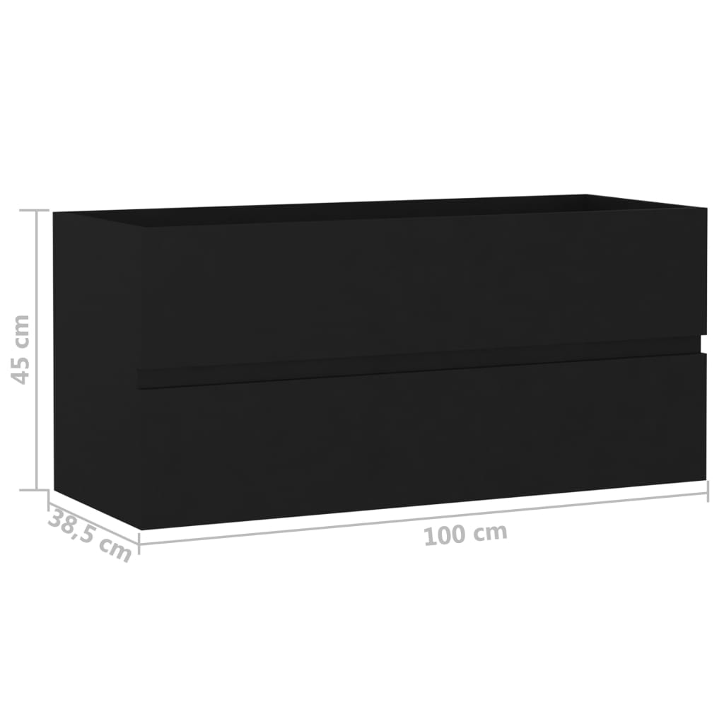 Armário de Parede para Lavatório de 100 cm - Preto - Design Moderno