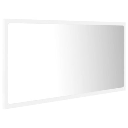 Espelho de casa de banho com LED 90x8,5x37 cm acrílico branco