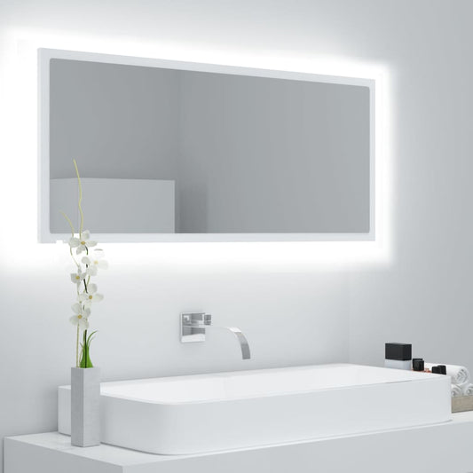 Espelho de casa de banho LED 100x8,5x37 cm acrílico branco