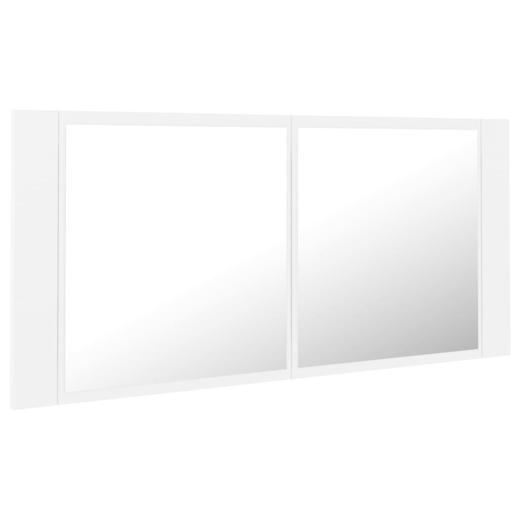 Armário espelhado casa de banho LED 100x12x45cm acrílico branco