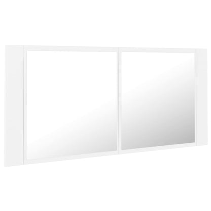 Armário espelhado casa de banho LED 100x12x45cm acrílico branco