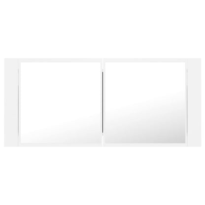 Armário espelhado casa de banho LED 100x12x45cm acrílico branco