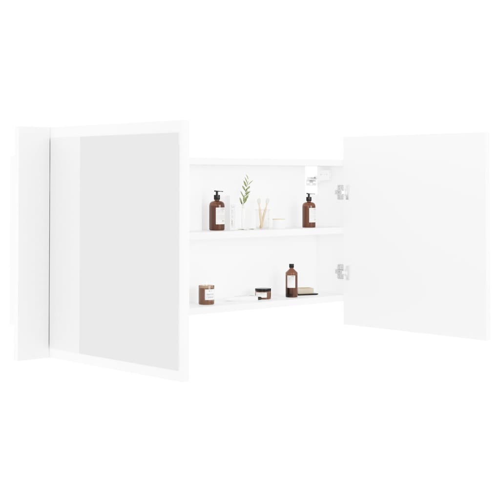 Armário espelhado casa de banho LED 100x12x45cm acrílico branco