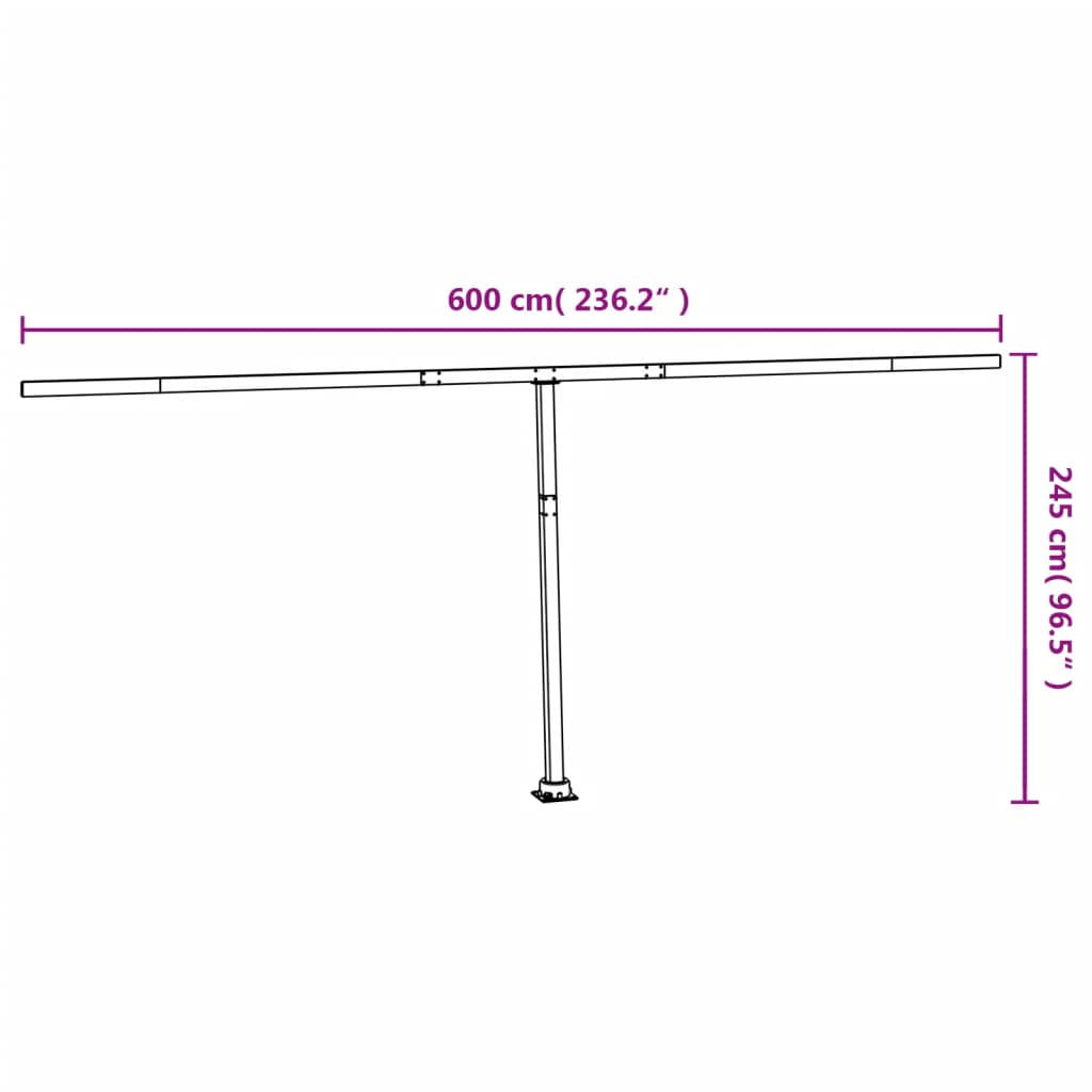 Conjunto de postes para toldo 600x245 cm ferro branco