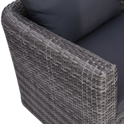 8 pcs conjunto lounge de jardim c/ almofadões vime PE cinzento