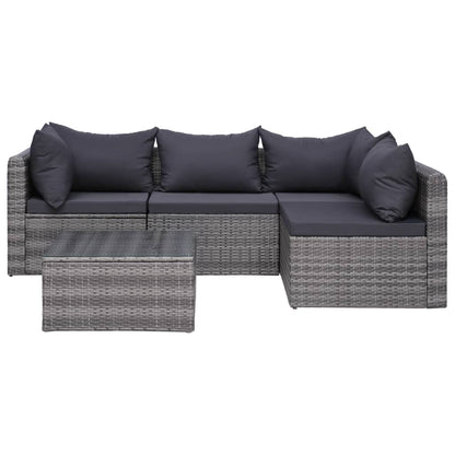 8 pcs conjunto lounge de jardim c/ almofadões vime PE cinzento