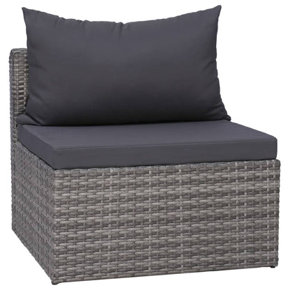 8 pcs conjunto lounge de jardim c/ almofadões vime PE cinzento