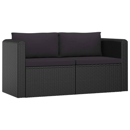 7 pcs conjunto lounge de jardim c/ almofadões vime PE preto