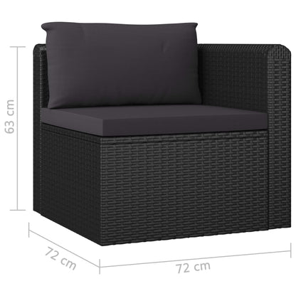 7 pcs conjunto lounge de jardim c/ almofadões vime PE preto