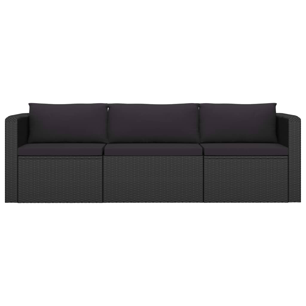 8 pcs conjunto lounge de jardim c/ almofadões vime PE preto