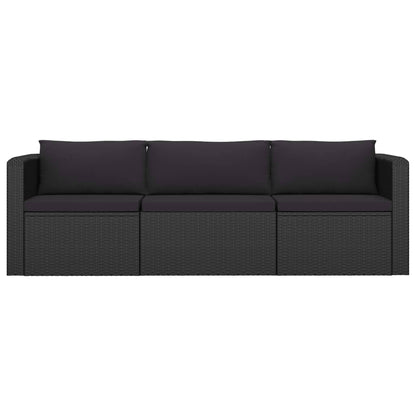 8 pcs conjunto lounge de jardim c/ almofadões vime PE preto