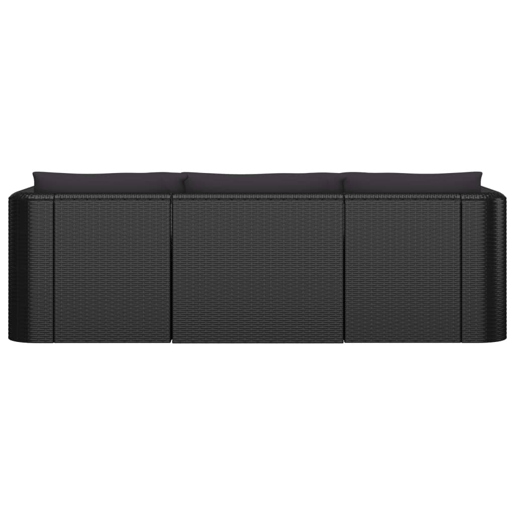 8 pcs conjunto lounge de jardim c/ almofadões vime PE preto