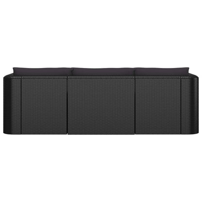 8 pcs conjunto lounge de jardim c/ almofadões vime PE preto