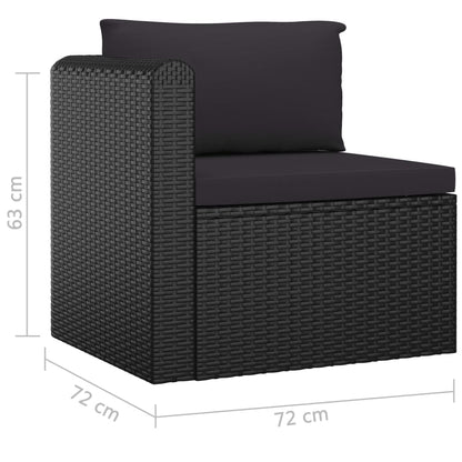 8 pcs conjunto lounge de jardim c/ almofadões vime PE preto