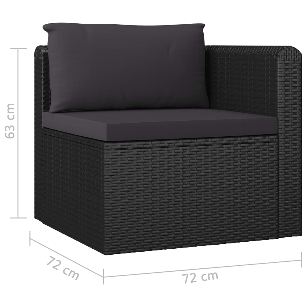 8 pcs conjunto lounge de jardim c/ almofadões vime PE preto