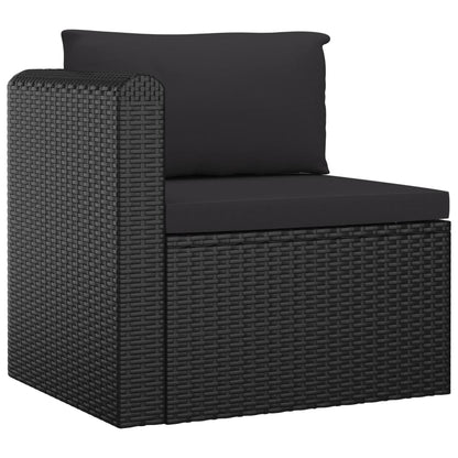 9 pcs conjunto lounge de jardim c/ almofadões vime PE preto