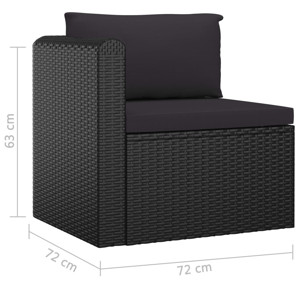 9 pcs conjunto lounge de jardim c/ almofadões vime PE preto