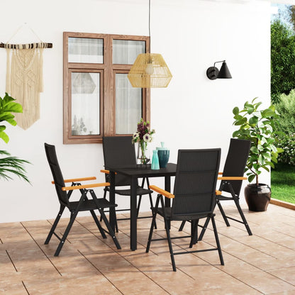 5 pcs conjunto de jantar para jardim preto e castanho