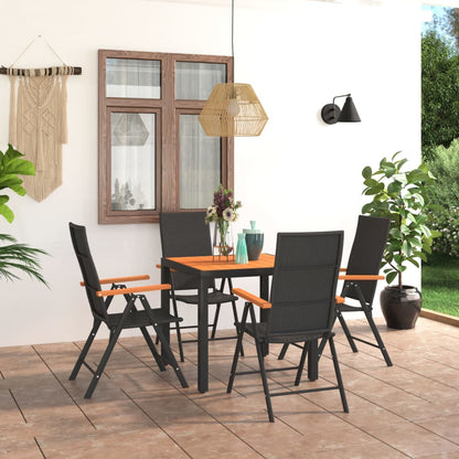 5 pcs conjunto de jantar para jardim preto e castanho