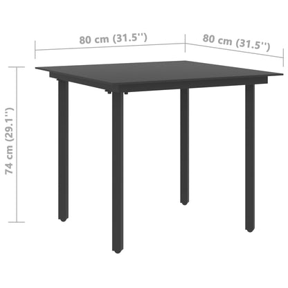 3 pcs conjunto de jantar para jardim vime de PVC preto