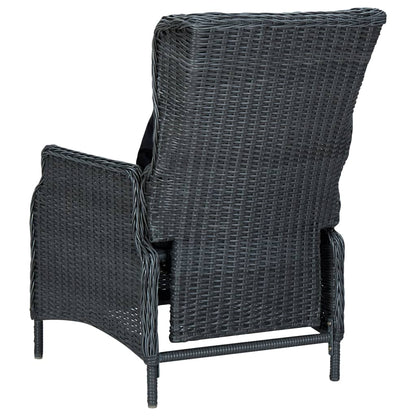 3 pcs conj. lounge jardim c/ almofadões vime PE cinzento-escuro