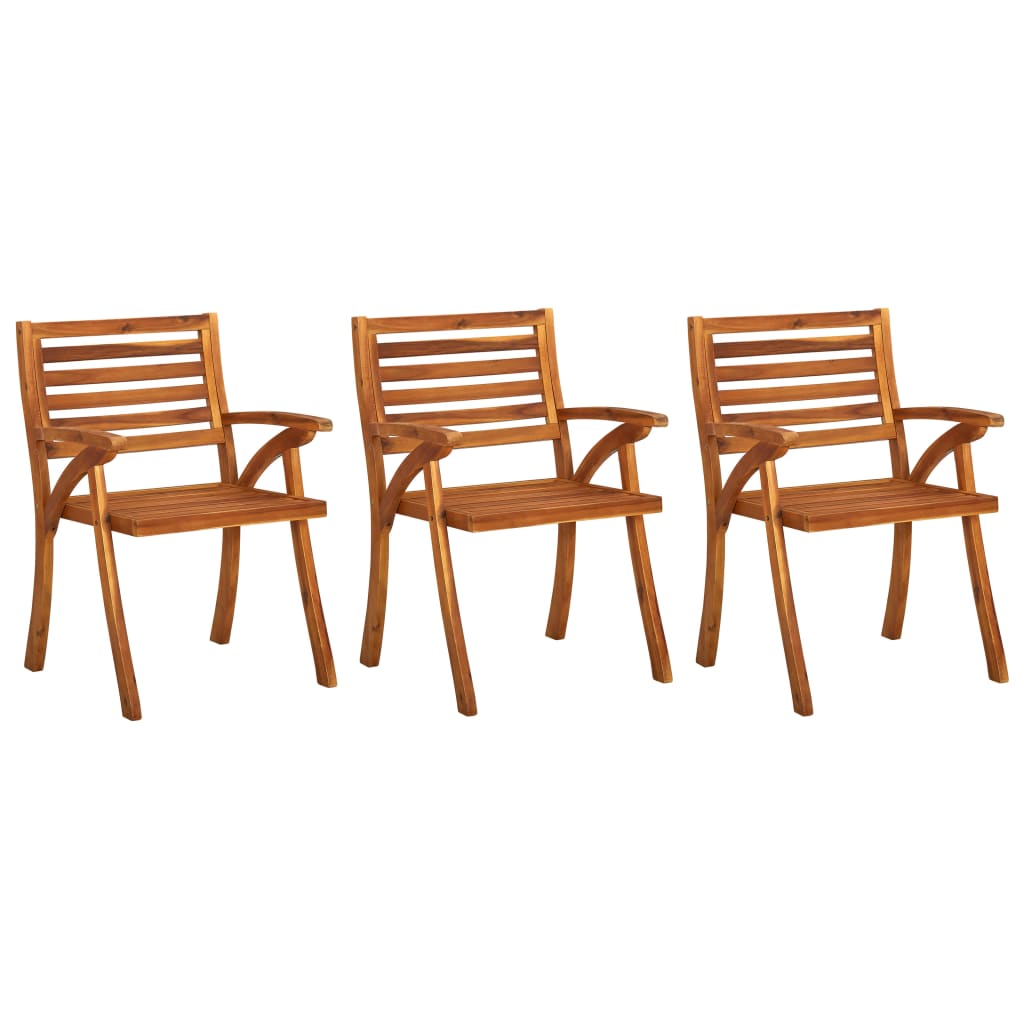 Cadeiras jantar jardim + almofadões 3 pcs madeira acácia maciça