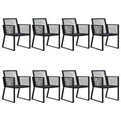 9 pcs conjunto de jantar para jardim vime de PVC preto