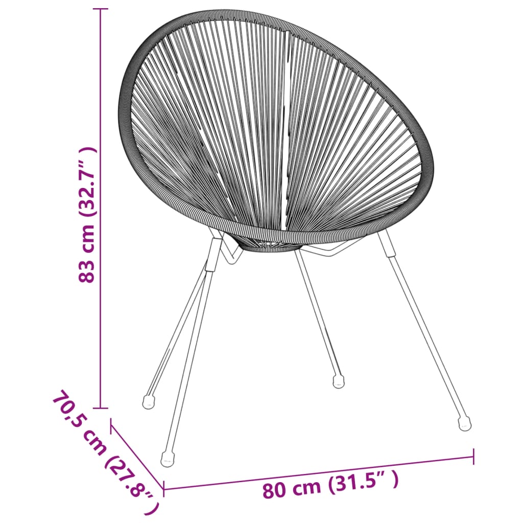 3 pcs conjunto de jantar para jardim vime de PVC preto