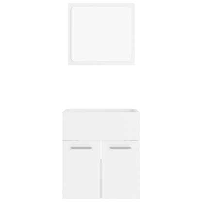 2 pcs conj. móveis de casa de banho derivados de madeira branco