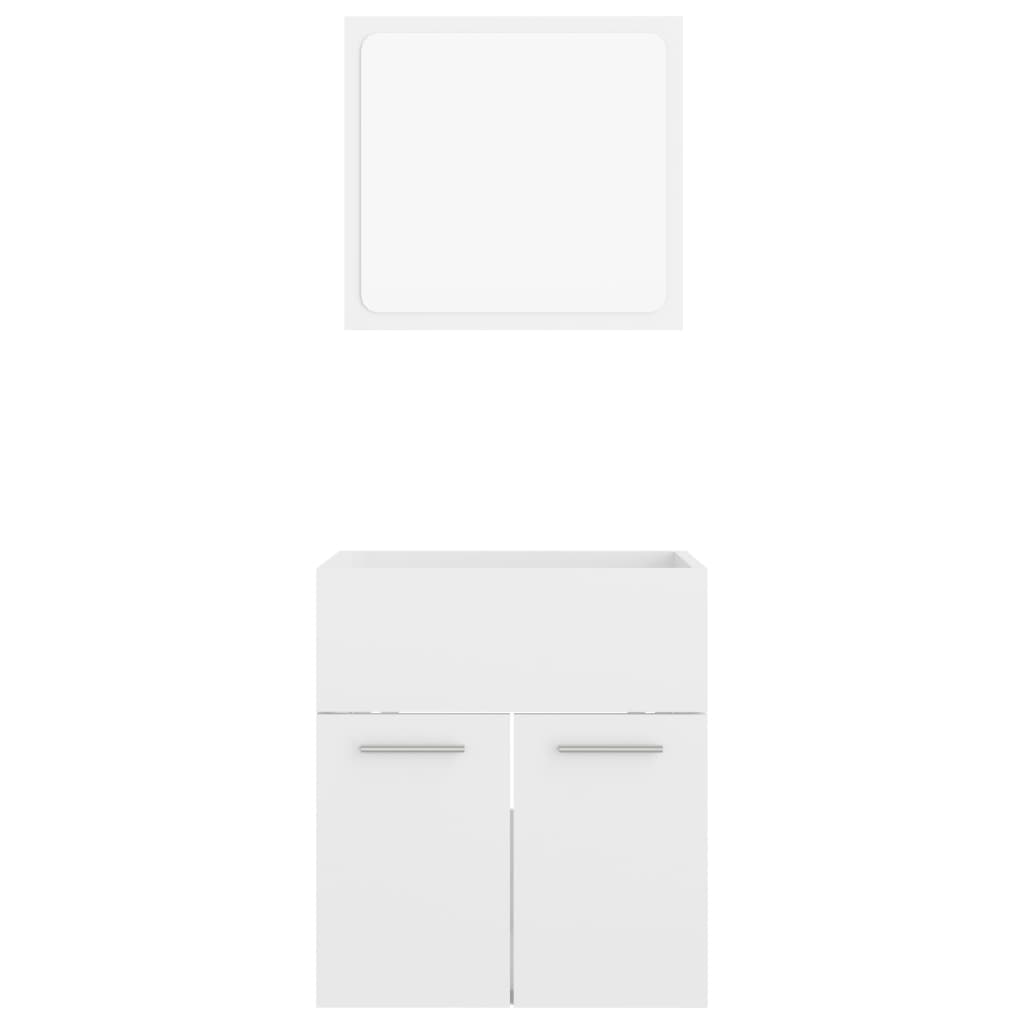 2 pcs conj. móveis casa de banho contraplacado branco brilhante