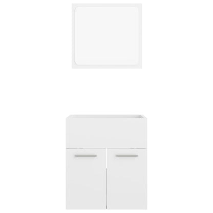 2 pcs conj. móveis casa de banho contraplacado branco brilhante