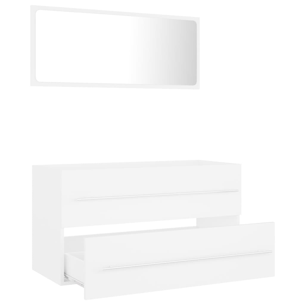 2 pcs conjunto de móveis de casa de banho contraplacado branco