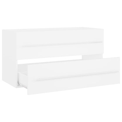 2 pcs conjunto de móveis de casa de banho contraplacado branco