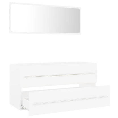 2 pcs conjunto de móveis de casa de banho contraplacado branco