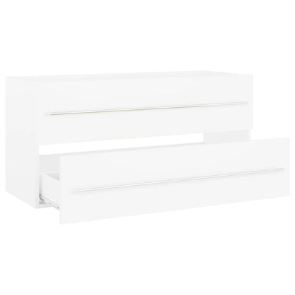 2 pcs conjunto de móveis de casa de banho contraplacado branco