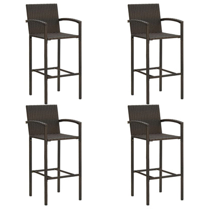 5 pcs conjunto de bar para jardim vime PE castanho