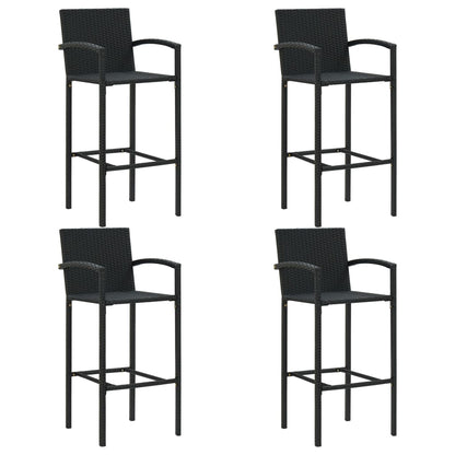 5 pcs conjunto de bar para jardim vime PE preto