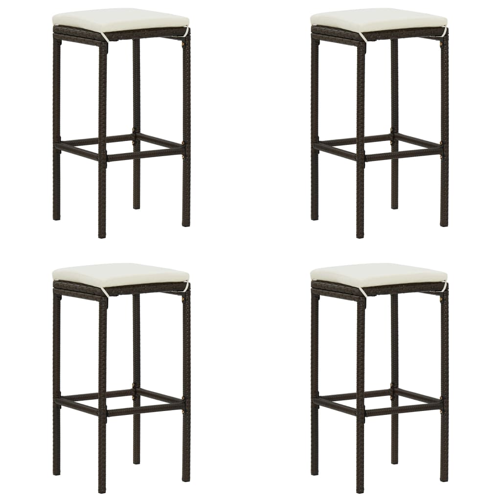 5 pcs conjunto de bar p/ jardim com almofadões vime PE castanho