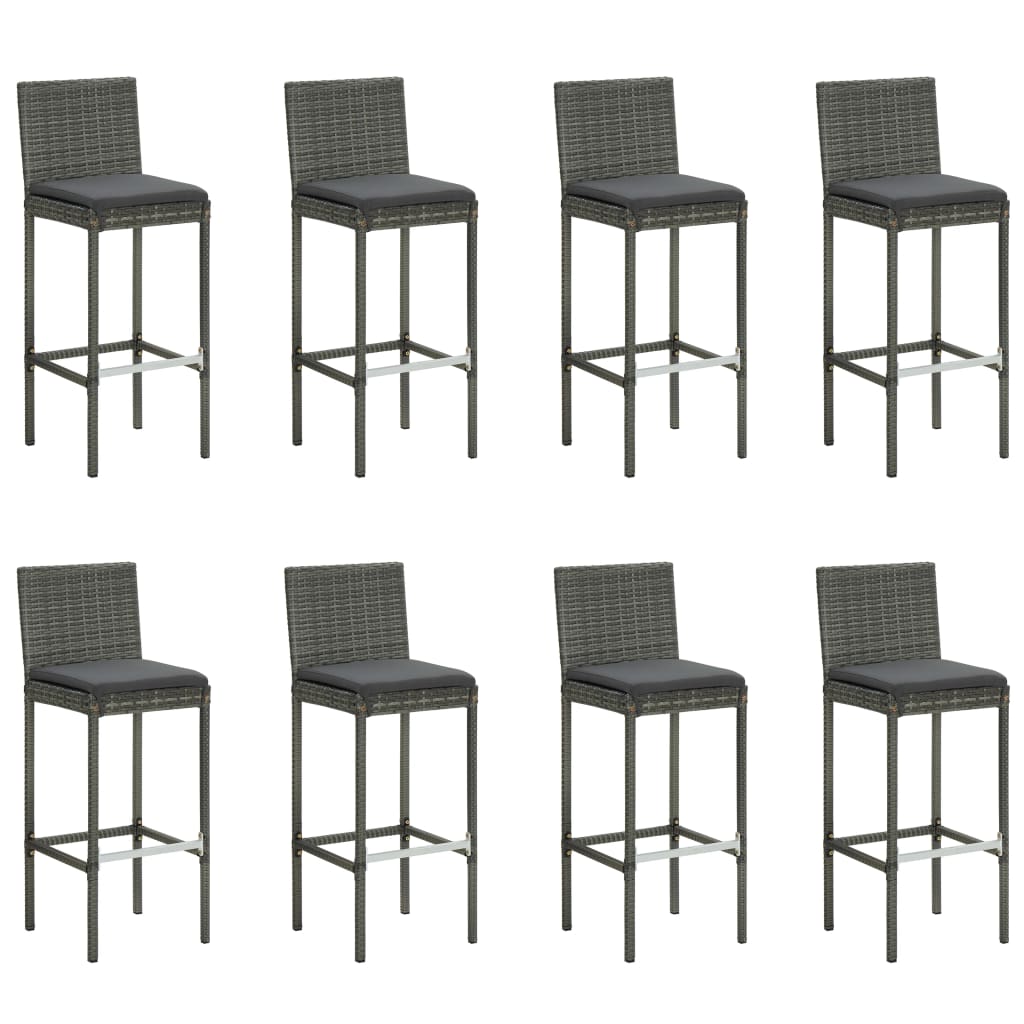 9 pcs conjunto de bar exterior c/ almofadões antracite vime PE