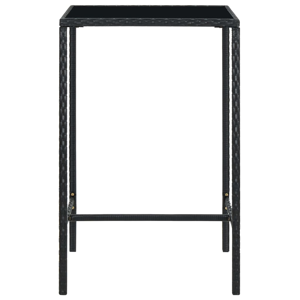 3 pcs conjunto de bar para jardim vime PE preto