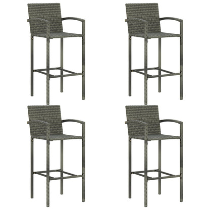 5 pcs conjunto de bar para jardim vime PE cinzento