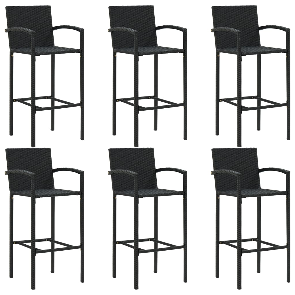 7 pcs conjunto de bar para jardim vime PE preto